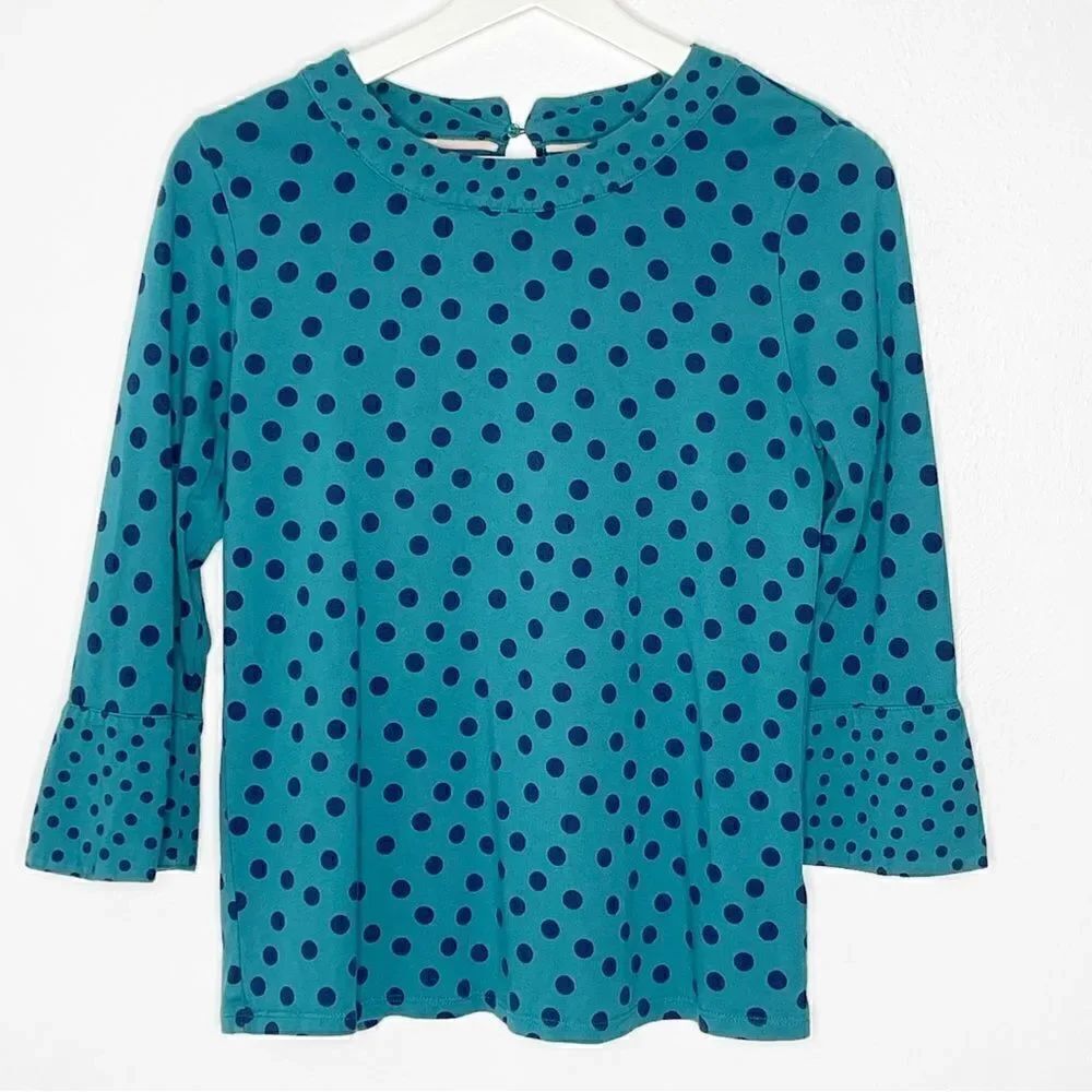 Boden Althea Drake Dotty Spot 3/4 sleeve jersey blouse - US size 4